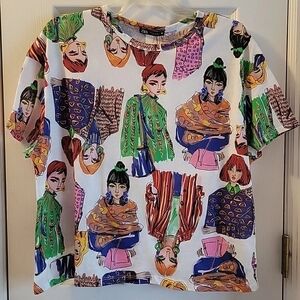 Zara Multicolor Graphic Women's T-shirt